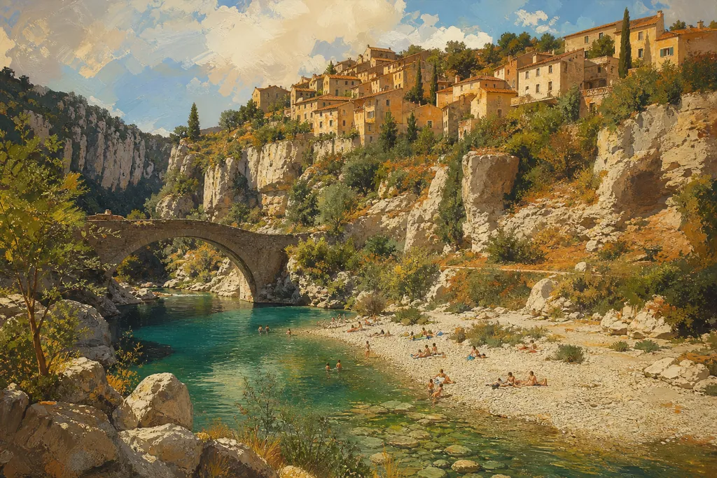 Illustration peinte : Baignade