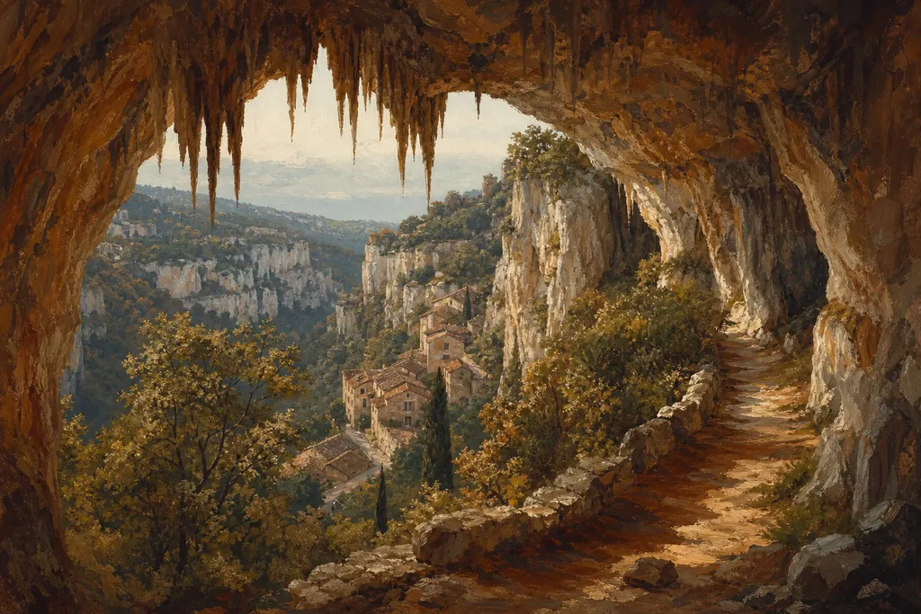 Illustration peinte : Grottes et spéléologie