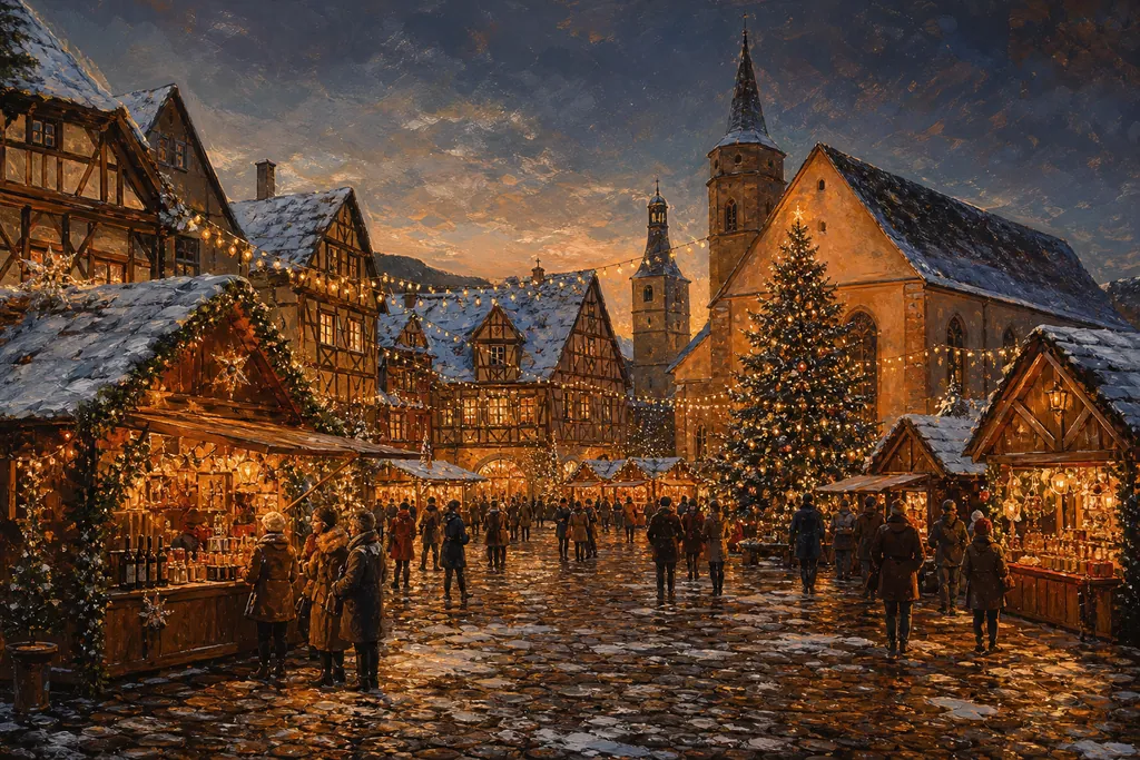 Illustration peinte : Marchés de Noël