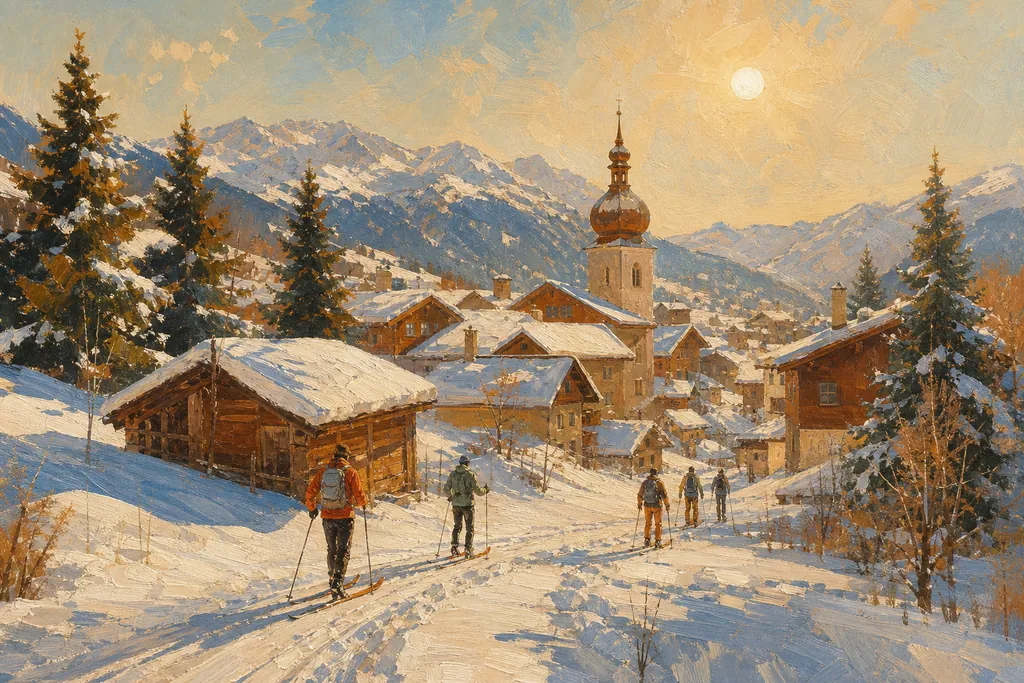 Illustration peinte : Ski et raquettes
