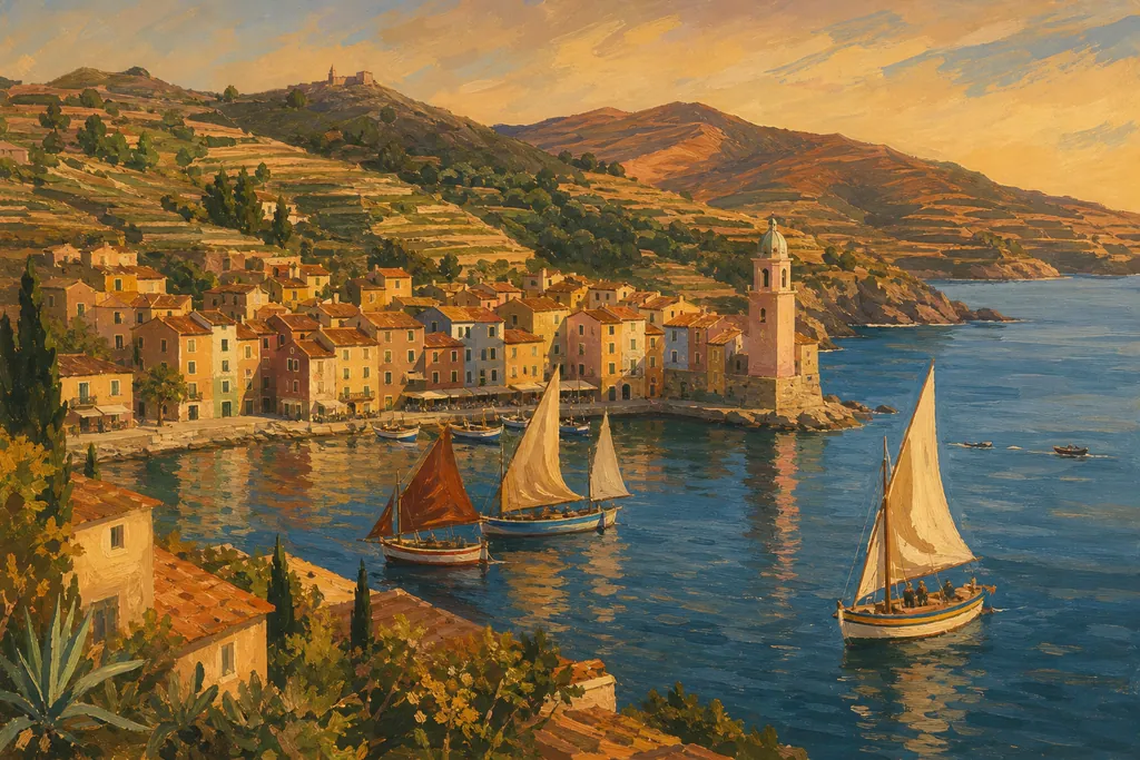 Illustration peinte : Catalogne des deux côtés, de Collioure à Besalú
