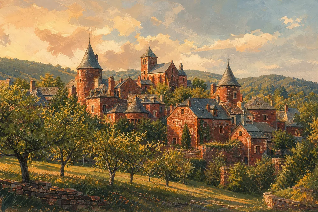 Illustration peinte : Corrèze et Périgord vert, de Turenne à Saint-Jean-de-Côle