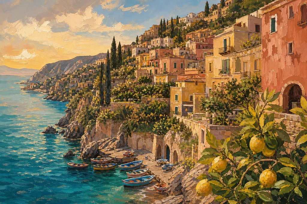 Illustration peinte : Méditerranée, de Gordes aux trulli d'Alberobello