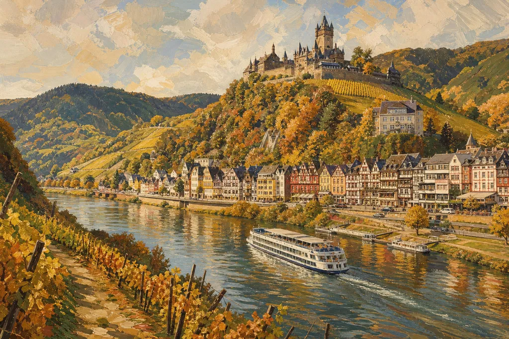 Illustration peinte : Rhin, Moselle et Ardennes, de l'Alsace au Rhin romantique