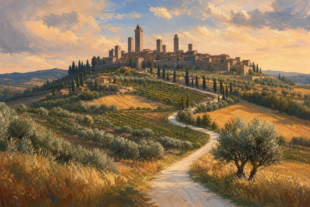 Illustration peinte : Toscane