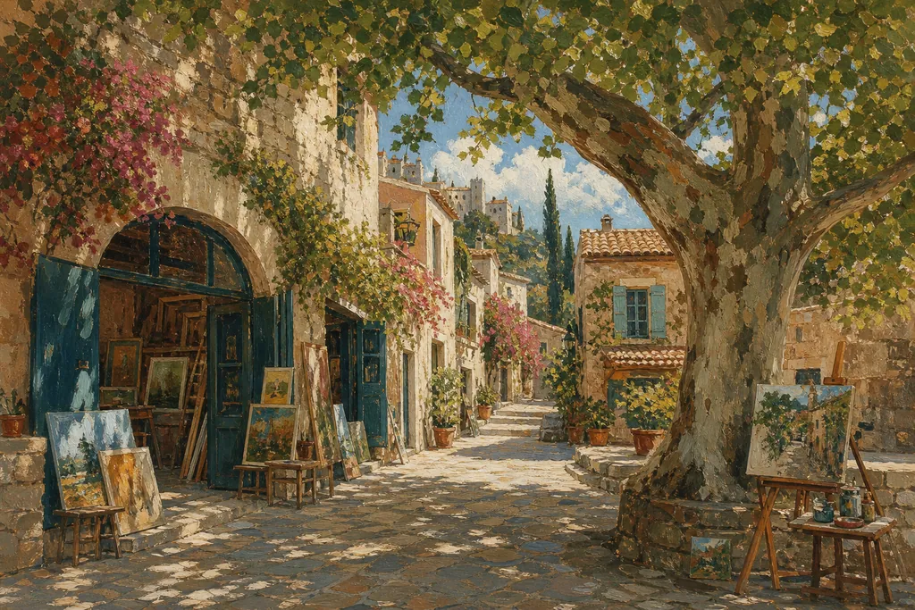 Illustration peinte : Villages d'artistes