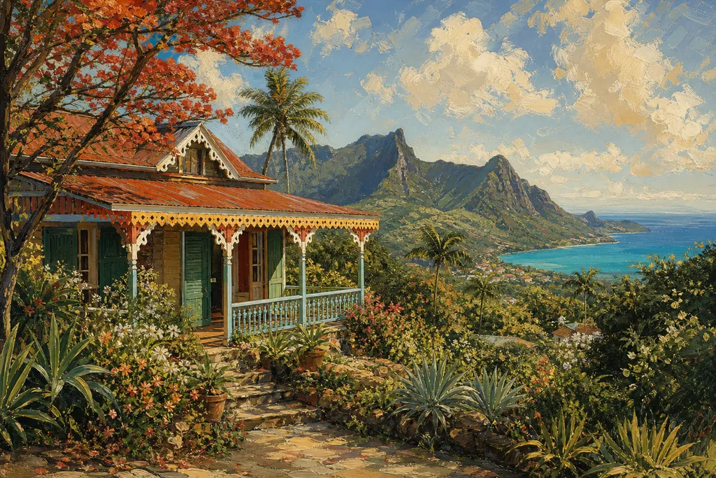 Illustration peinte : Villages d'outre-mer