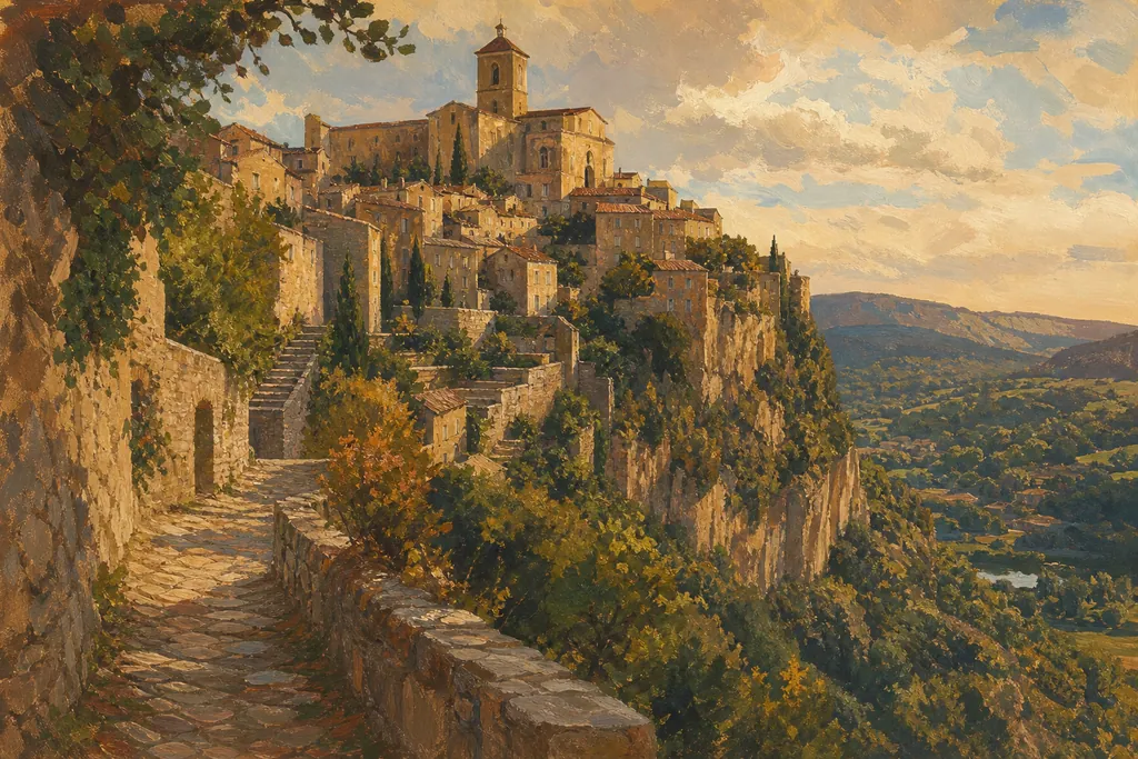 Illustration peinte : Villages perchés