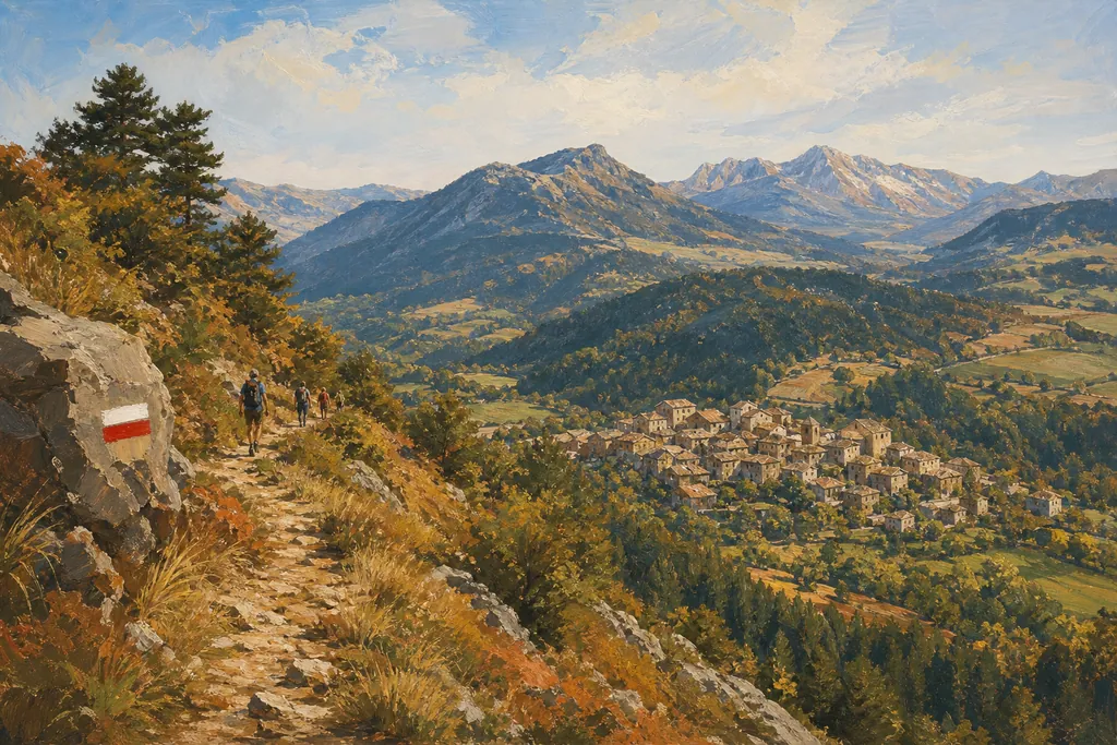 Illustration peinte : Villages de randonnée
