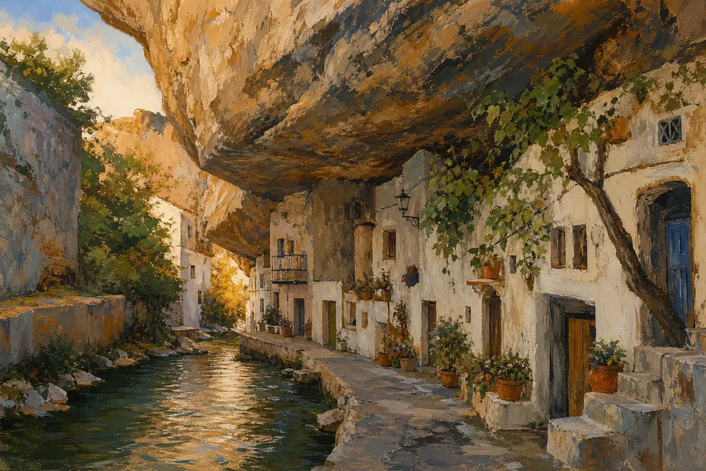 Illustration peinte : Villages troglodytiques