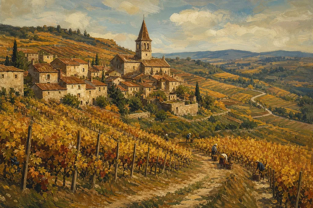 Illustration peinte : Villages de vignoble